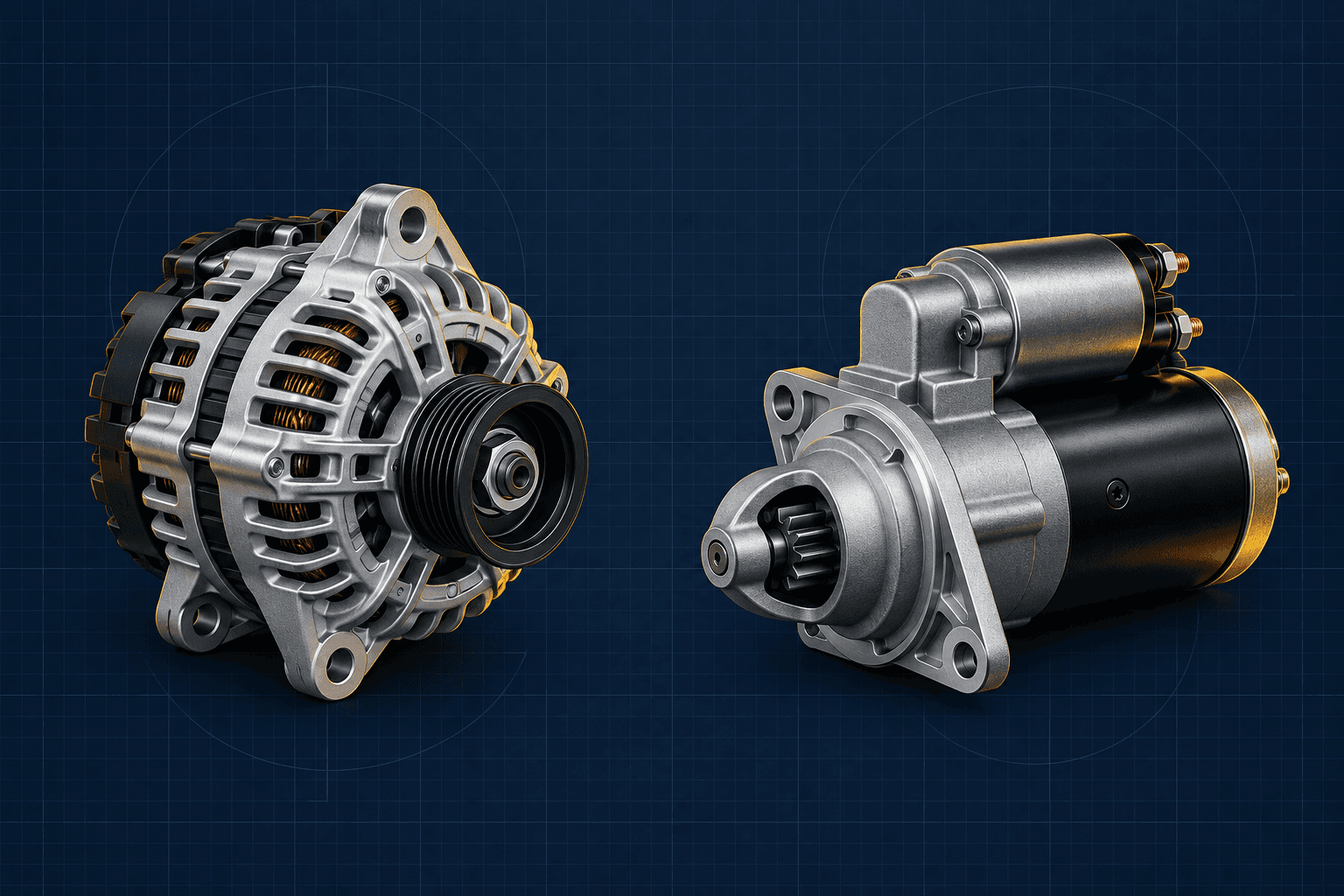 Alternador e motor de partida automotivos
